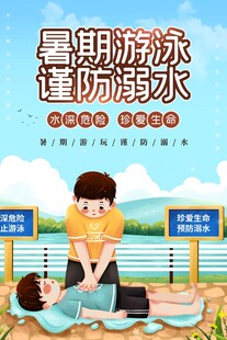 暑期游泳谨防溺水海报