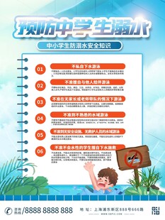 预防中学生溺水宣传海报