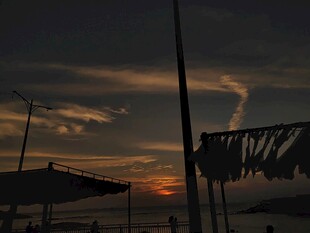 海边黄昏落日剪影 红海湾