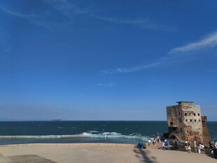 晴日海滨沙滩风光 汕尾红海湾