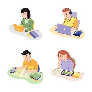 多种学习方式人物插画