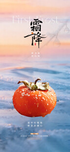 霜降柿子节气创意海报