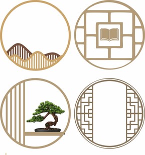 镂空窗户 新中式圆形装饰元素