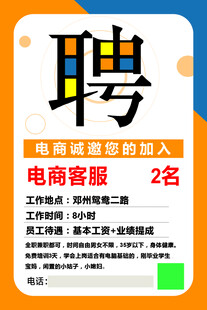 电商客服招聘海报