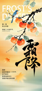 霜降节气国风海报