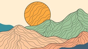 山水线稿插画