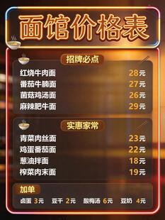 面馆价格表