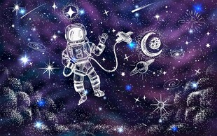 太空漫游宇航员插画