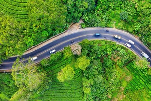 航拍林间盘山公路