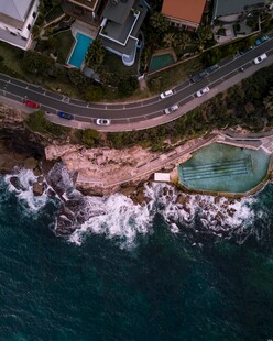 航拍滨海沿岸公路风光