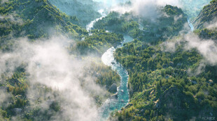 云雾青山河谷风光