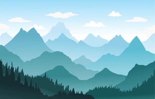 风景优美的全景画和山