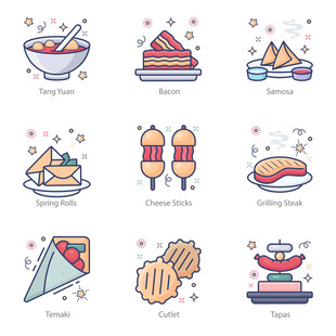 手绘风美食图标合集
