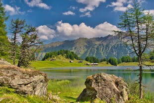 山野湖畔自然风光