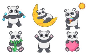 卡通熊猫贴纸