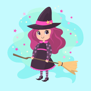 可爱卡通小女巫