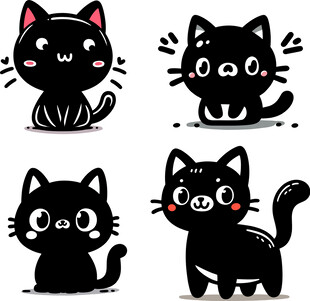 可爱卡通小黑猫合集