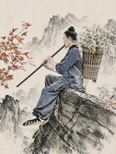 采药吹笛图