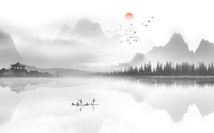中式水墨山水风光