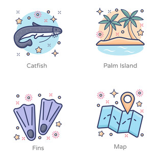 夏日海洋度假图标合集