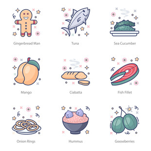 可爱美食手绘图标合集