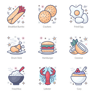 可爱手绘美食图标合集