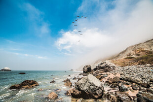 海滨礁石海岸风光