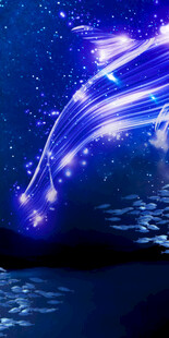 梦幻蓝光喷泉夜景