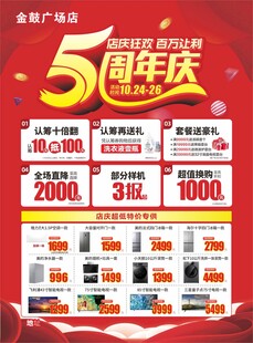 5周年庆促销宣传海报