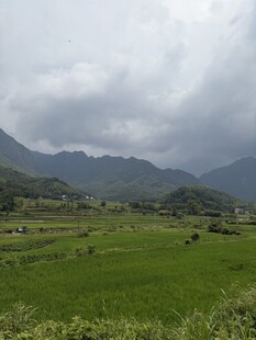 阴云下的郊野山景