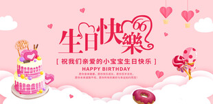 粉色生日快乐主题海报