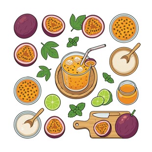 百香果饮品插画