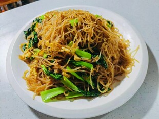家常青菜炒米粉