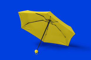 蓝底黄色雨伞素材