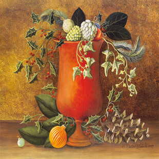 红瓶花艺静物油画