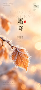 霜降节气秋景主题海报
