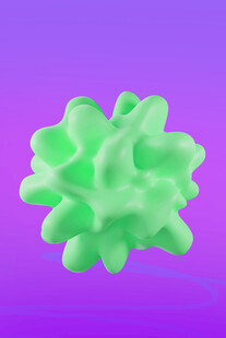 3D膨胀风绿色花形元素