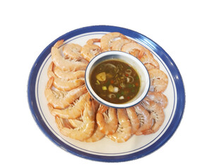 白灼虾配特色蘸料
