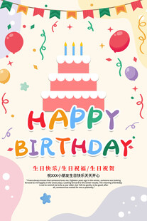 手绘生日快乐主题海报
