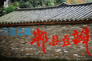 老房墙面郫县豆瓣标语