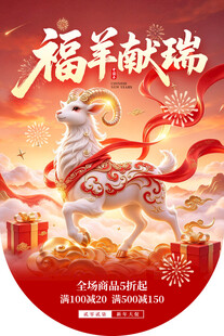 福羊献瑞新春促销吊旗