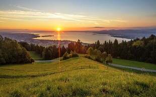 郊野湖岸日落美景
