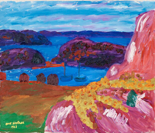 海岸风景点彩油画