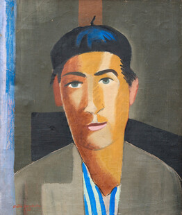 色块风男性人物肖像油画