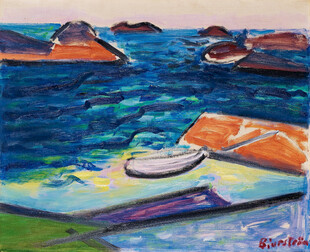 海岛风光油画