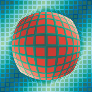 3D网格红球抽象图案