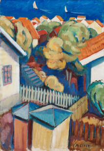 乡村小屋风景油画