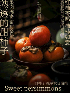 秋日熟透甜柿子水果海报