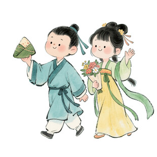 古风端午孩童插画