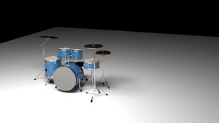 蓝色架子鼓3D模型